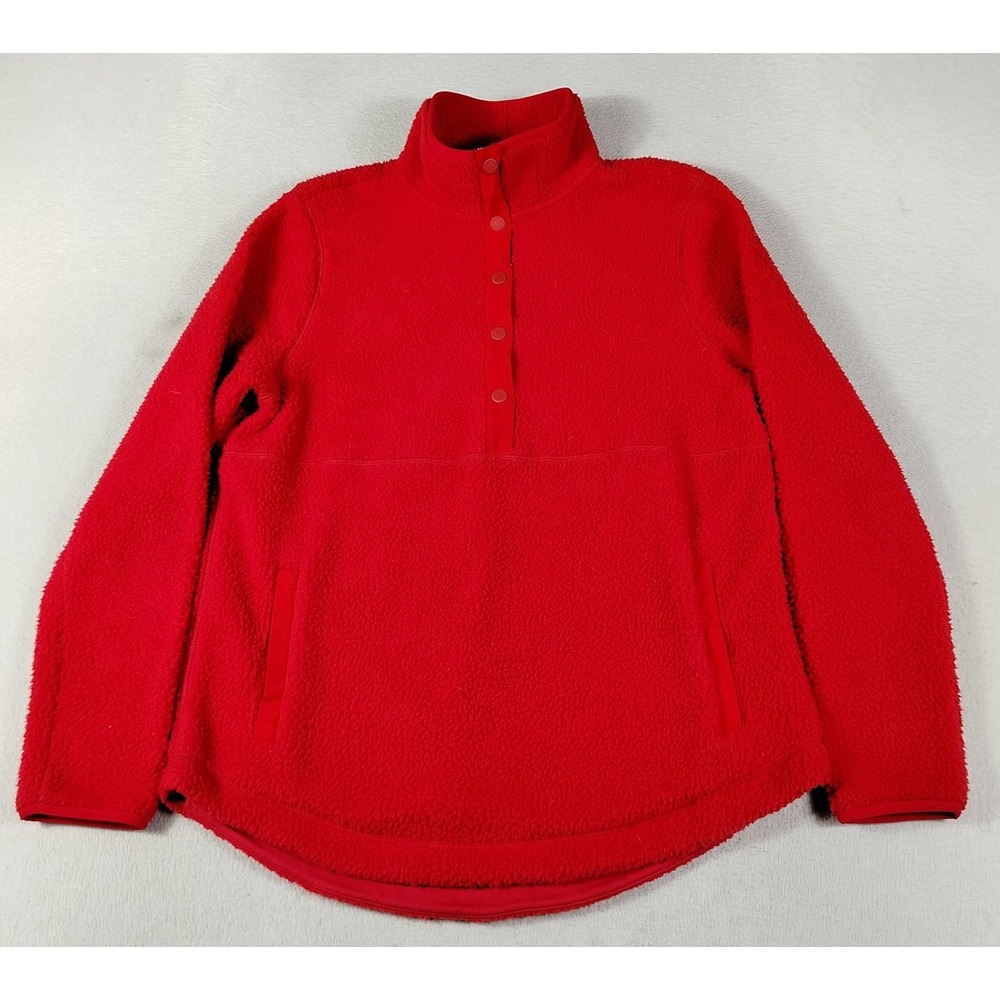 Vineyard Vines Fleece Jacket Womens Small Red Snap Sherpa Whale Gorpcore Hiking